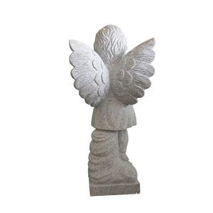รูปปั้นเทวดาน้อยอธิษฐาน รุ่นดั้งเดิม สำหรับอนุสรณ์สถาน ทำจากหินแกรนิตสีเทา (G614) สูง 24 นิ้ว สำหรับใช้งานกลางแจ้ง - Product Image 4