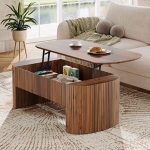 <span class=keywords><strong>Table</strong></span> <span class=keywords><strong>basse</strong></span> ovale Tribesigns <span class=keywords><strong>avec</strong></span> plateau relevable et étagère de rangement pour salon, <span class=keywords><strong>table</strong></span> relevable rustique de style mid-century - Product Image 1