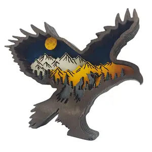 Contraplacado Esculpido Águias Placa Madeira Gift Craft Decoração Casa