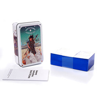 Jeu de cartes de tarot bleues personnalisées Boîte en métal Tarot avec feuilles bleues Cartes de tarot