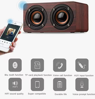 Enceinte Portable Sans Fil en Bois, Haut-parleur Actif Bluetooth 5.0, Système de Son Barre de Son avec Batterie 1200 mAh, Super Bass Stéréo, Enceinte Portable