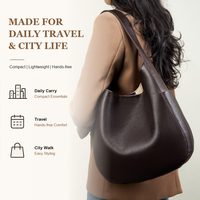 Top Grain Cuir Grand Sac Hobo Épaule Croissant pour Ordinateur Portable pour Trajets et Week-end