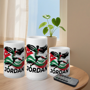 ชุดของขวัญเทียน LED รูปเสาพร้อมรีโมทคอนโทรล สำหรับแฟนฟุตบอลจอร์แดน จำนวน 3 ชิ้น ชุดธีมปี 2026 ตกแต่งไฟไร้เปลวแบบกำหนดเองได้ - Product Image 2