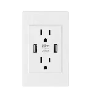 Home power sockets with usb port double plug US wall switch charger usb socket