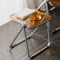 Nouvelle table d'angle pliable en acrylique transparent, élégante table d'appoint pour canapé de salon