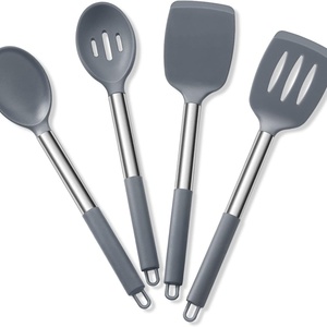 Ensemble d'ustensiles de cuisine en acier inoxydable de haute qualité, spatules en silicone, ustensiles de cuisine pour la cuisson - Product Image 1