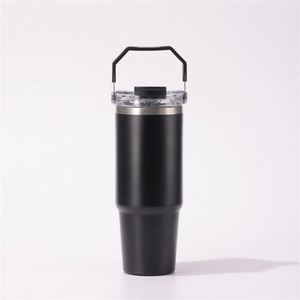 Gobelet isotherme de voyage 20oz 30oz avec poignée, couvercle en acier inoxydable et paille antidérapante pour boissons chaudes - Product Image 2