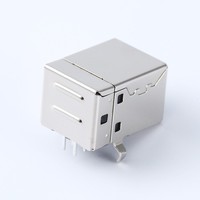 Conector USB Redondo de Latón Tipo B Hembra de 90 Grados Cuadrado de 12V para Soldadura en PCB, Conector Principal para Impresora de Datos HXSchip