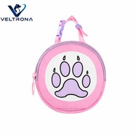 Distributeur de sacs à déjections circulaire à motif patte de chien avec fermeture éclair et poignée de transport – Support pour sacs à déjections pour promenades en extérieur