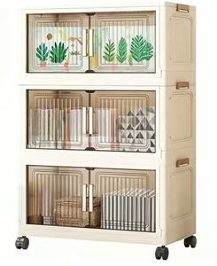 भंडारण डिब्बे प्लास्टिक स्थिर बड़े स्टैकबल भंडारण बिन लिड और दरवाजे के ढहने वाले भंडारण बिन - Product Image 5