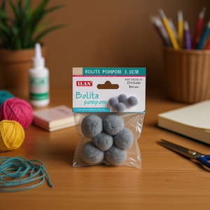 Pompon in Lana Ilan 3 Cm Grigio per Decorazioni Artigianali - Product Image 3
