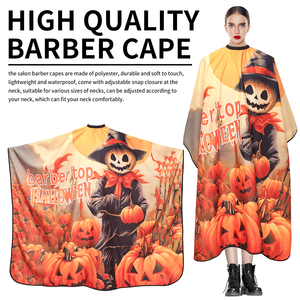 Capa de Barbero de Alta Calidad para Halloween, de Poliéster, Duradera, Suave, Impermeable, con Cintura Ajustable, Personalizable para Salón - Product Image 2