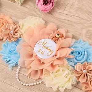 Lot de 3 ceintures de maternité de luxe faites à la main pour la fête prénatale, ensemble de corsages pour future maman et future papa, <span class=keywords><strong>ceinture</strong></span> de <span class=keywords><strong>grossesse</strong></span> florale pour bébé - Product Image 5