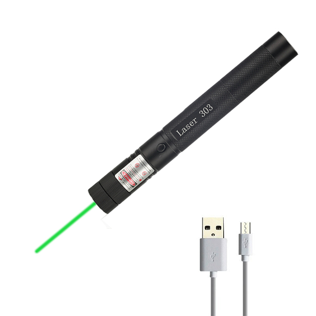 Factory Hot Selling Portable USB Model 303 Laser Pointer Black Aluminum Alloy Signal Function Specific Wavelength