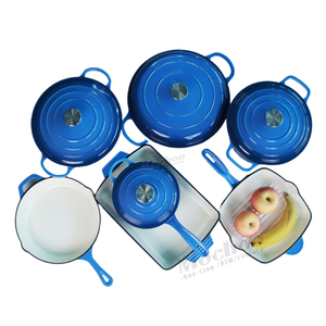 Competitive Price 7pcs Non-stick <strong>Coloured</strong> Enamel Cast Iron <strong>Cookware</strong> Sets Pots and Pans Cooking Pot Set Made in China - Product Image 1