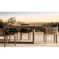 Ensemble de table à manger d'extérieur de luxe avec 8 chaises, mobilier de jardin, ensemble de table à manger en teck tressé résistant aux intempéries