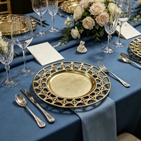 Assiettes de présentation élégantes en plastique PP argenté de 13 pouces, durables, style vintage, pour la décoration de fêtes et de mariages, lot en gros