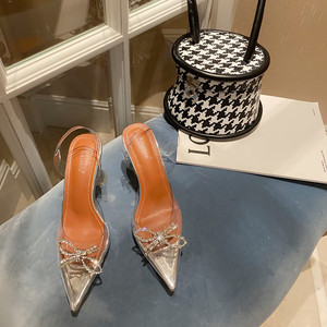 Nouvelles sandales d'été 2025 pour femmes à nœud, en PVC transparent, à talon haut et bout pointu, ajourées - Product Image 1