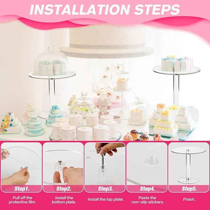 Steel Cake Stand Clear Acrylic Dessert Table Cupcake Stand Birthday