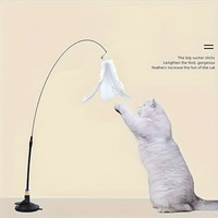 Jouet interactif pour chat Playpal avec base à ventouse puissante, tige flexible et plume aléatoire – Produits d'amusement pour animaux de compagnie