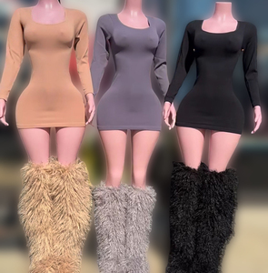 Peeqi C7179 #   Abito Casual alla Moda 2025, <span class=keywords><strong>Vestito</strong></span> Basic a Costine Tinta Unita, <span class=keywords><strong>Maniche</strong></span> <span class=keywords><strong>Lunghe</strong></span>, Mini Abiti per Ragazze, Abbigliamento Femminile - Product Image 1