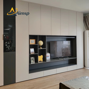 Aimsp, nuevo diseño minimalista, Unidad de pared de madera, soporte de Tv, diseño moderno de gabinete de Tv de lujo para juego de muebles personalizado - Product Image 3