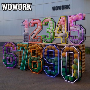 2025 wowork bán buôn khổng lồ lớn có thể gập lại ráp RGB khung Neon Hạnh Phúc sinh nhật số chữ cho Đảng tổ chức sự kiện trang trí - Product Image 1