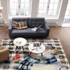 Noir noël ferme antidérapant anti-tache tapis bonhomme de neige flocons de neige tapis ensemble pour salon décor à la maison en Stock - Product Image 5