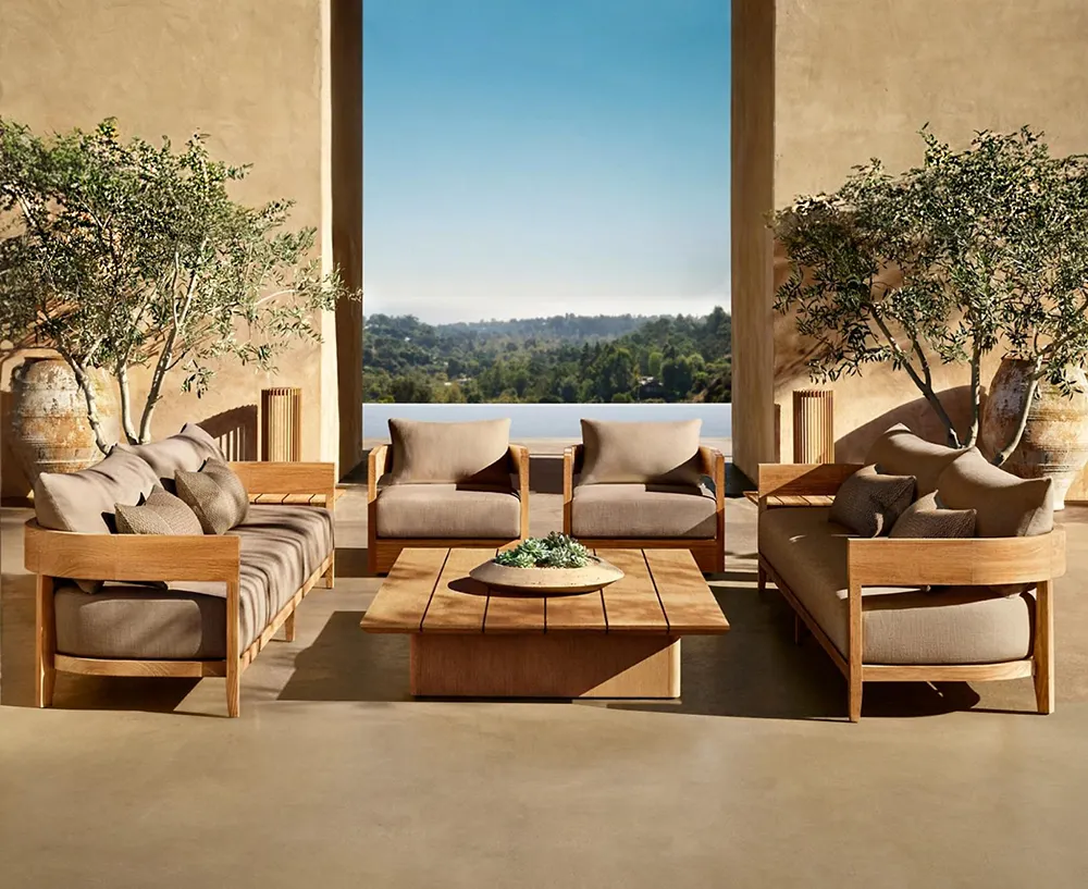 2024 Modern Premium Teak Lounge Chair Luxury Balmain Teak Outdoor Furniture Sofa Chair for Garden Patio