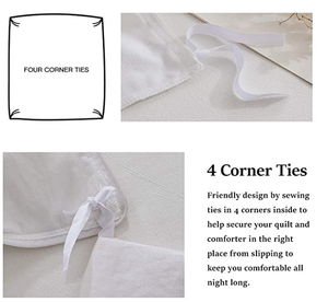 French Linen Duvet Cover Set 3pcs Embroidered Willow <strong>Leaf</strong> 100% Cotton Blend Soft Breathable Luxury <strong>Bedding</strong> (King, Embroi - Product Image 5