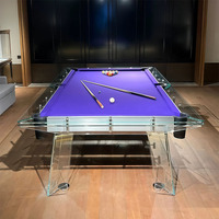 Table de billard de luxe personnalisée 8ft 9ft en verre trempé de haute qualité, table de billard d'intérieur populaire avec poches en cuir pour usage domestique