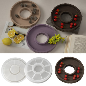 Besafe décoration d'intérieur dépouillé creux grand plateau rond plaque ciment plâtre silicone résine époxy coulée plateau <span class=keywords><strong>de</strong></span> rangement moule - Product Image 6