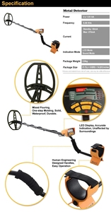 เครื่องตรวจจับโลหะใต้ดินแบบมืออาชีพเครื่องตรวจจับทอง MD-6350 6กก. พร้อมขดลวดค้นหาผีเสื้อ12" - Product Image 3