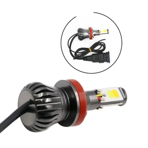 Phares antibrouillard à LED automobiles H4 H7 H11 9005 9006 COB Phares antibrouillard bicolores à trois côtés avec lumière blanche et jaune et clignotant - Product Image 5