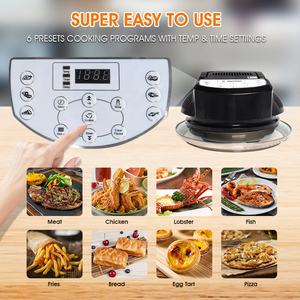 <span class=keywords><strong>Friteuse</strong></span> à air 60-250 ℃    Programmable de 10 minutes à 19 heures, sans huile, faible teneur en matières grasses, circulation d'air chaud, verre trempé transparent, facile à nettoyer, minuteur - Product Image 3