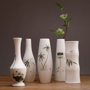 Hand-painted White Porcelain Chinese-style Hydroponic Flower <b>Vase</b> Lotus Design <b>Small</b> Decorative Desktop <b>Vase</b> for Scenic Areas - Product Image 1