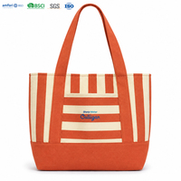 Sac fourre-tout durable en toile de coton rayée 10 oz, couleur vermillon, réutilisable, sac à main pour le shopping, sac à bandoulière, écologique, promotion de cadeaux
