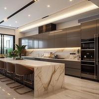 Meuble de cuisine plat style INS populaire 2026 avec portes en MDF et évier pour appartement