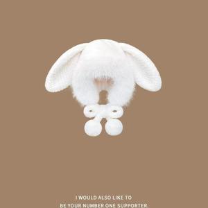 Gorro de invierno con orejas de conejo para mujer, gorro cálido de punto rosa, circunferencia de la cabeza de 58-60cm, estilo lindo, fibra acrílica - Product Image 2