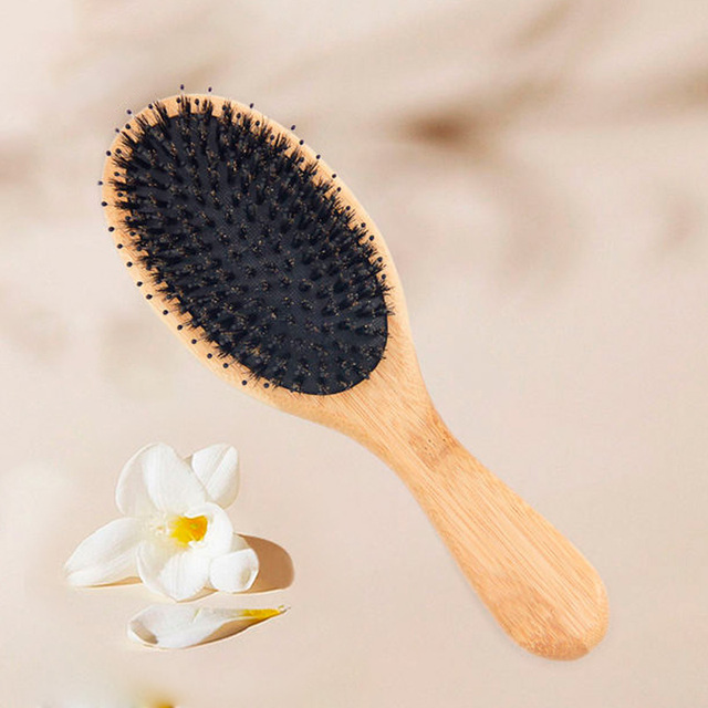 High Quality Bamboo Paddle Hair Brush OEM Eco-friendly Nylon Boar Bristle Air Cushion Massage Comb Wooden For Hair Care