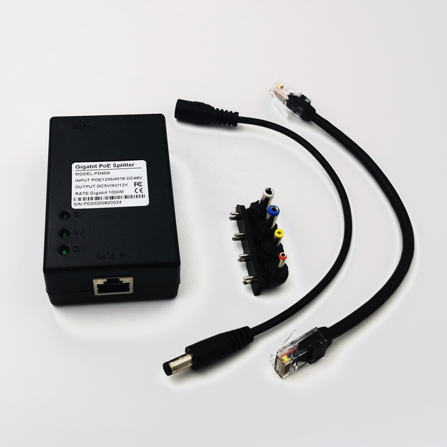 Gigabit Adjustable POE Splitter Voltage 5V 9V 12V 15W 802.3af Standard for IP System
