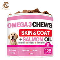 OEM/ODM Huile de poisson Oméga 3 sous forme de gommes pour chiens et chats, à l'huile de lin et de saumon, favorise la santé de la peau et du pelage, approvisionnement direct usine