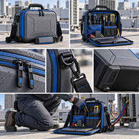 Organisateur d'outils de réparation CVC avec panneau rabattable, rangement pour tuyaux de réfrigérant, base rigide de protection, sac à outils spécial