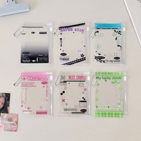 Pochette zippée personnalisée en PVC pour cartes anime, porte-cartes photo K-Pop de 3 pouces, rangement pour badges d'étudiant et breloque de sac porte-clés