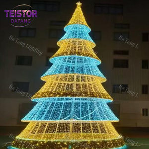 Arbre de Noël géant pré-éclairé en forme de cône avec lumières LED basse tension pour les entrées de centres commerciaux et les décorations de vacances en extérieur - Product Image 3