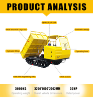 Mini-dumper sur chenilles neuf 4x2 automatique diesel Euro 3, chargement à gauche, capacité 3 tonnes, levée 2 mètres, garantie 12 mois, prix préférentiel