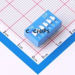 DS-06-B DIP Switch Through hole Component (THT) Switch ( Number of Switch Sections: 6 )( Lead Spacing: 2.54mm )( Color: Blue ) - Product Image 1