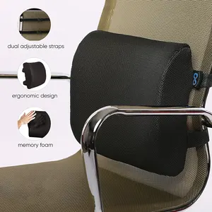 Almofada de apoio lombar, travesseiro de apoio para dor nas costas com cobertura de malha respirável 3d e alívio para dor nas costas com espuma de memória