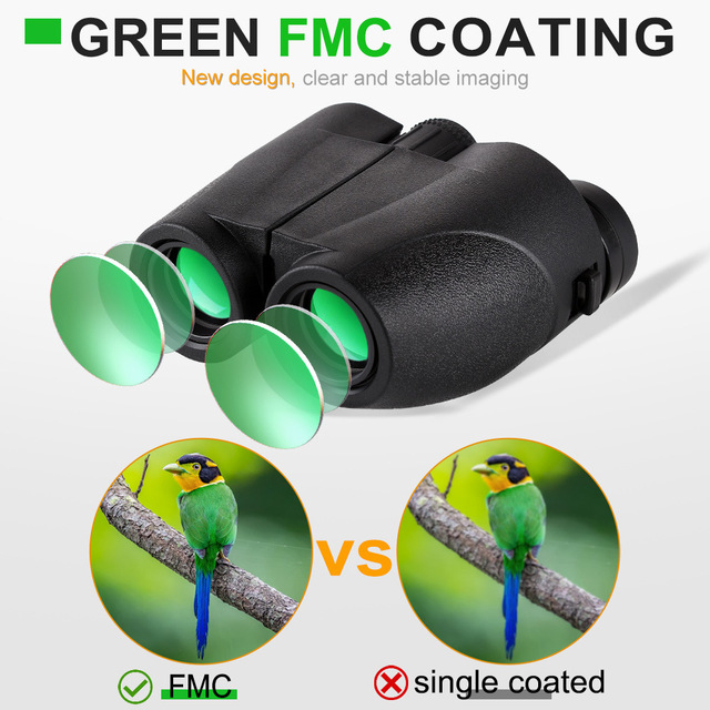 High-Magnification HD Binoculars 12x25 Porro Prism Night-Vision Outdoor Compact Model No Lens Coating Factory Wholesale