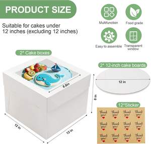 Scatola da Forno Monouso Trasparente Bianca con Finestra per Biscotti, Torte, Dolci di Compleanno, Torte a Strati, <span class=keywords><strong>Pasticceria</strong></span>, Scatola di Carta per Torte - Product Image 2